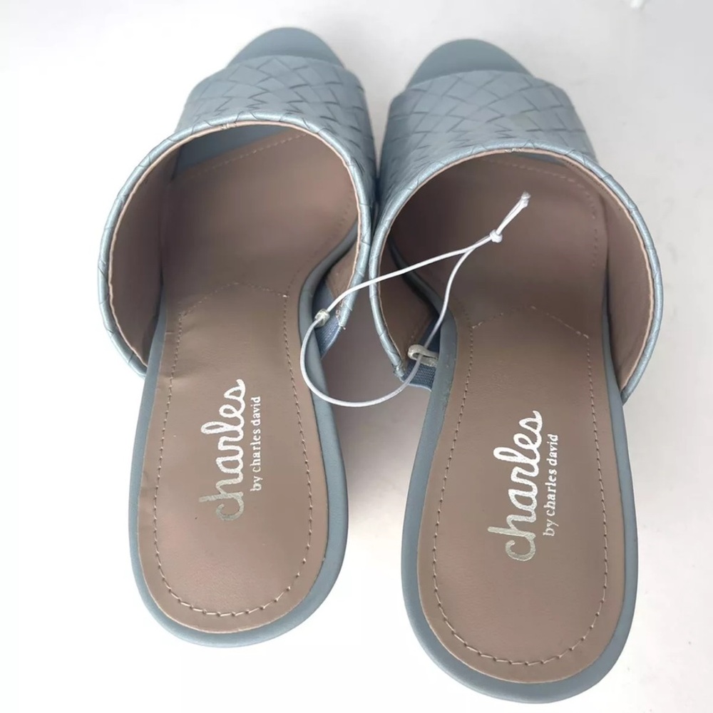 CHARLES DAVID Launder Woven Blue Wedge Sandals Cork Platform 3.75”H Heels Sz 7 - Picture 6 of 8